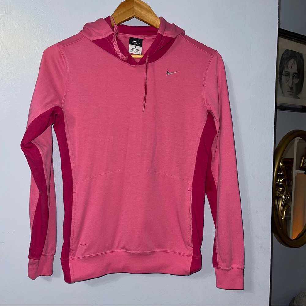 Nike Women's Dri-Fit Two-Tone Colorblock Pink Pullover Hoodie Small